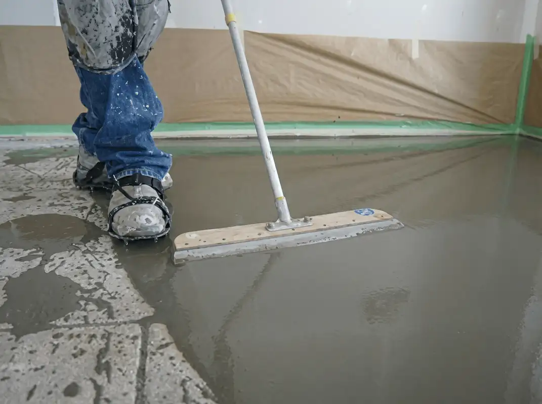 Uneven floor being professionally repaired in Bloomington, IN